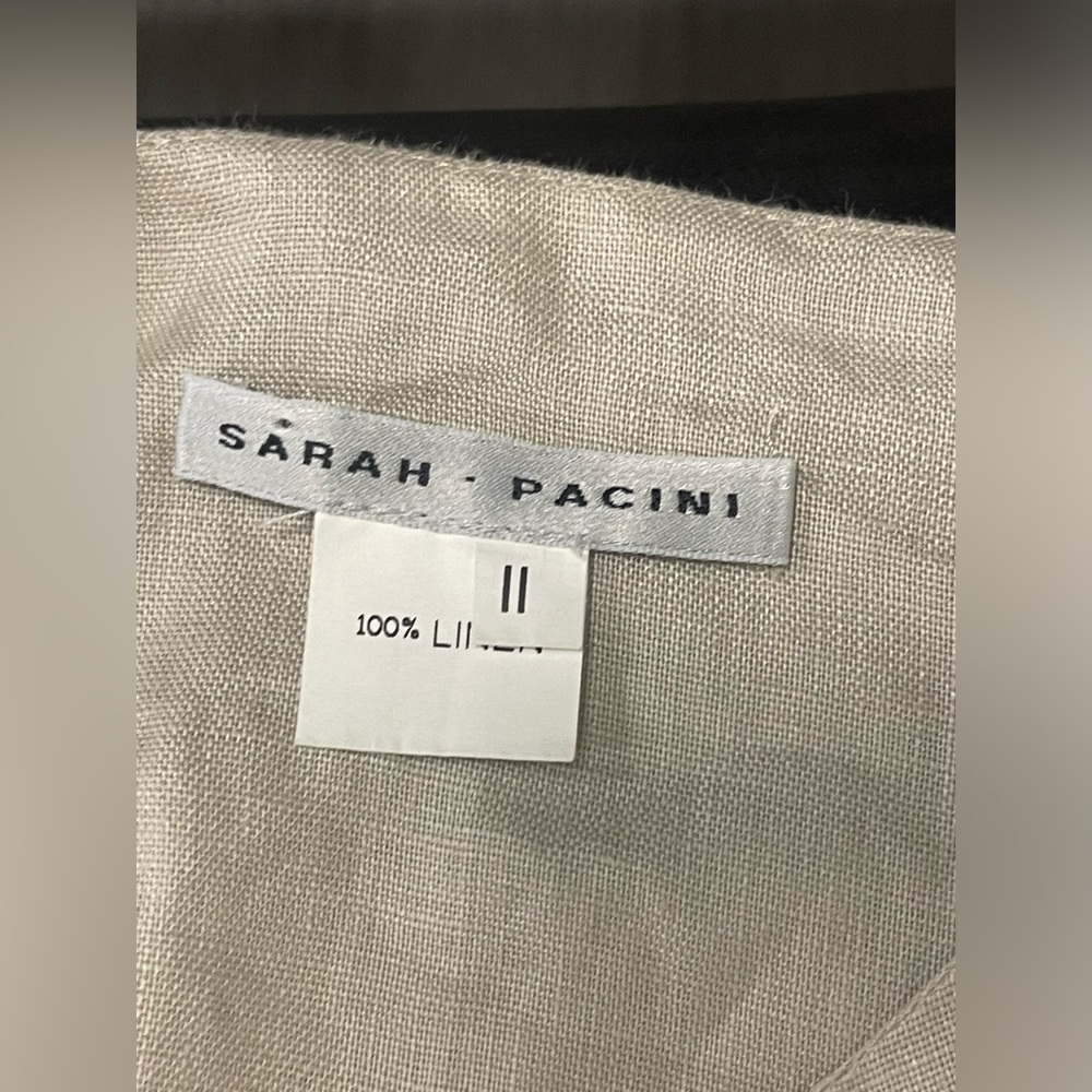 Sarah Pacini Lagenlook 100% Linen button shoulder midi maxi Dress S/M - Picture 5 of 7